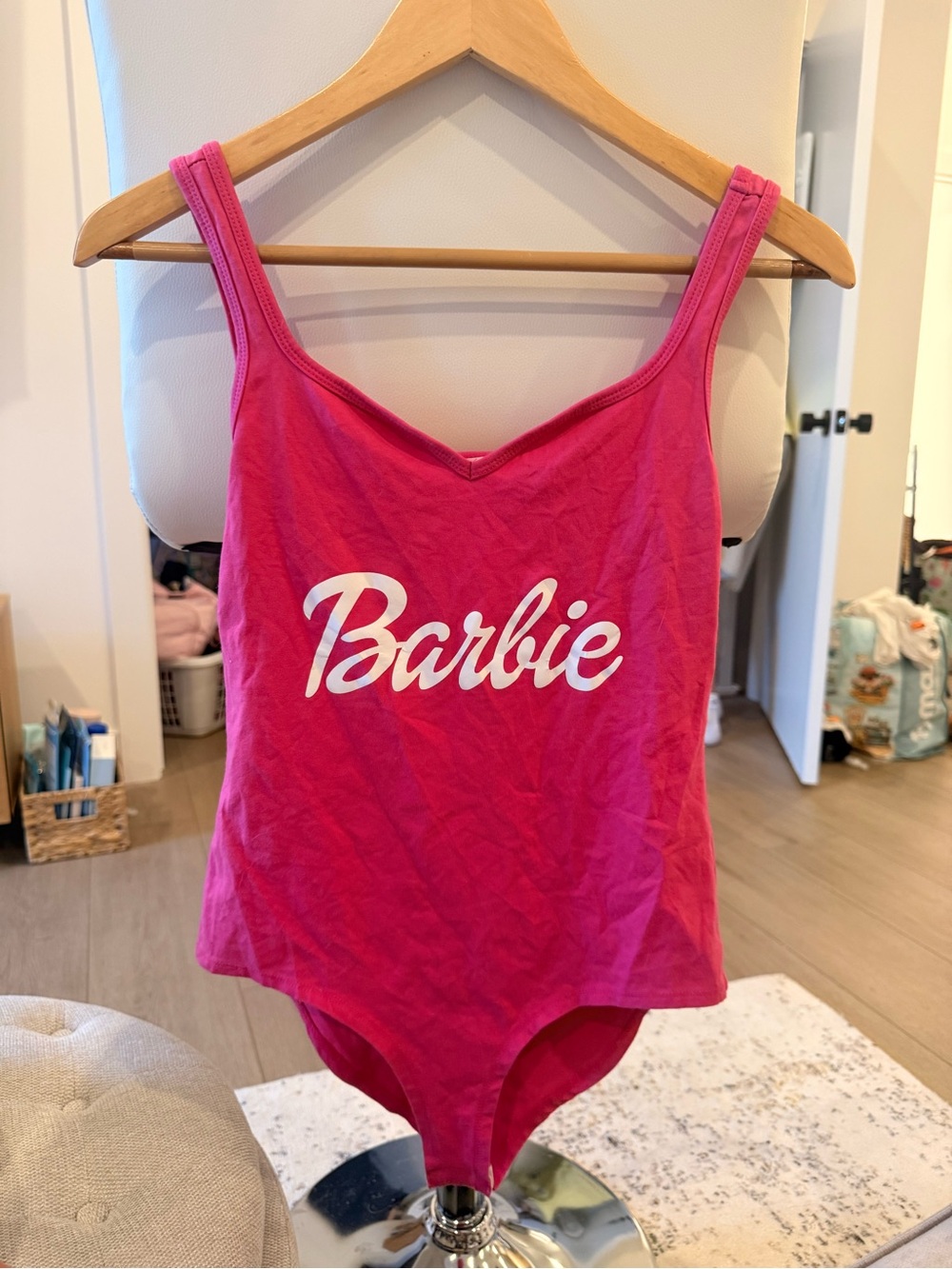 Barbie Hot Pink Logo Tank Bodysuit